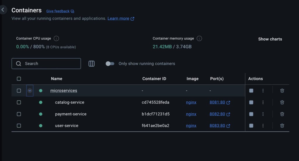 Mit Docker können Sie jeden Bestandteil Ihrer Microservices-Anwendung containerisieren.