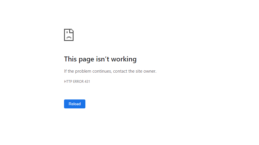 Fehler 431 im Chrome-Browser.