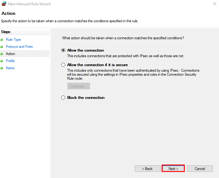 Hinzufügen der lokalen Ports, die Sie in der Windows Defender-Firewall zulassen möchten