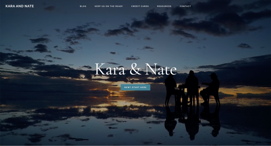 Startseite der Website von Kara und Nate