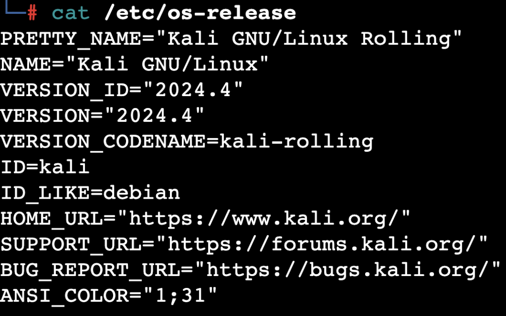 Die Ausgabe des Befehls „cat /etc/os-release“ im Terminal