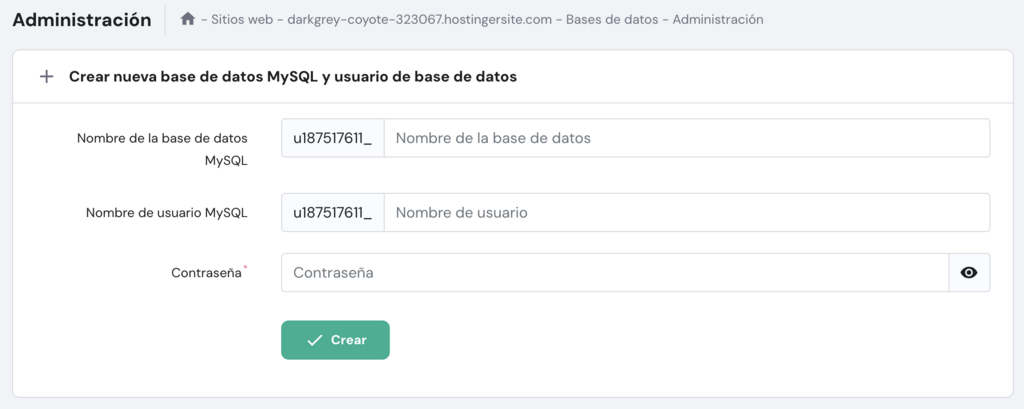 Administración desde hPanel