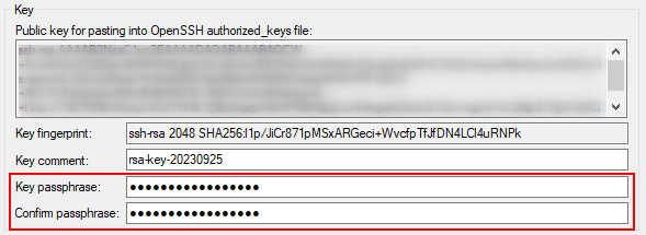 Crear contrase&ntilde;a en PuTTYgen