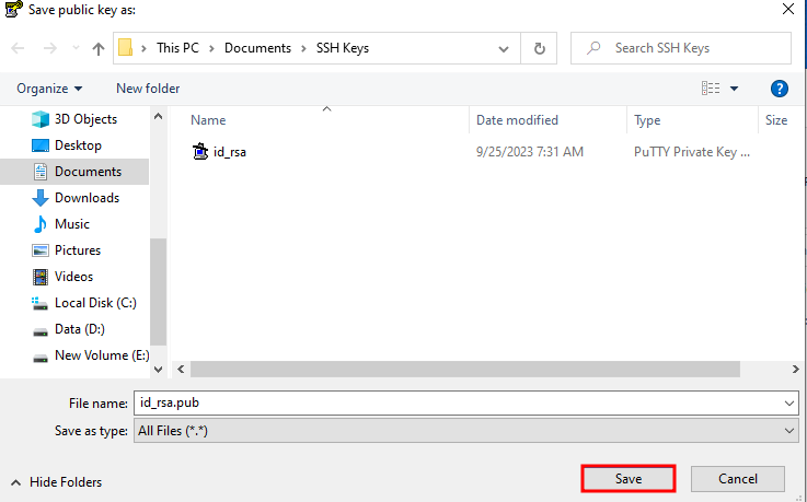 Guardar clave p&uacute;blica SSH en Windows