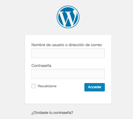 Una pantalla de inicio de sesi&oacute;n de WordPress.