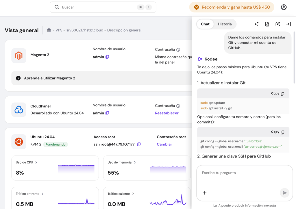 Uso de Kodee en hPanel