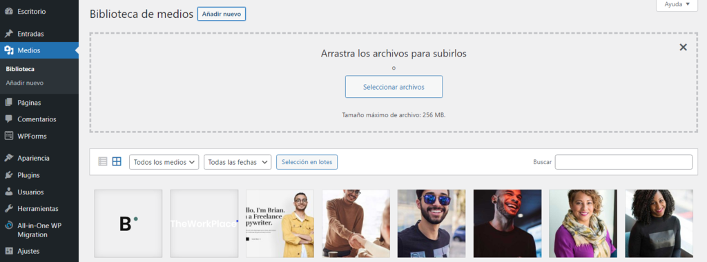 A&ntilde;adir medios nuevos en WordPress
