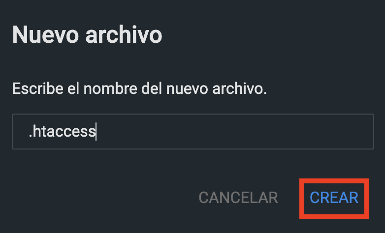 Crear nuevo archivo en el gestor de archivos de hPanel