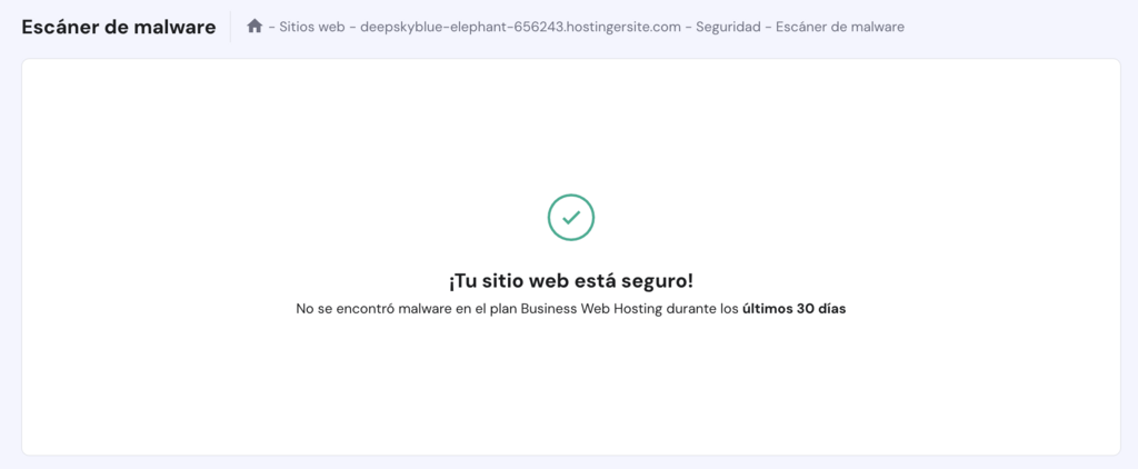 Herramienta de Escáner de malware de hPanel