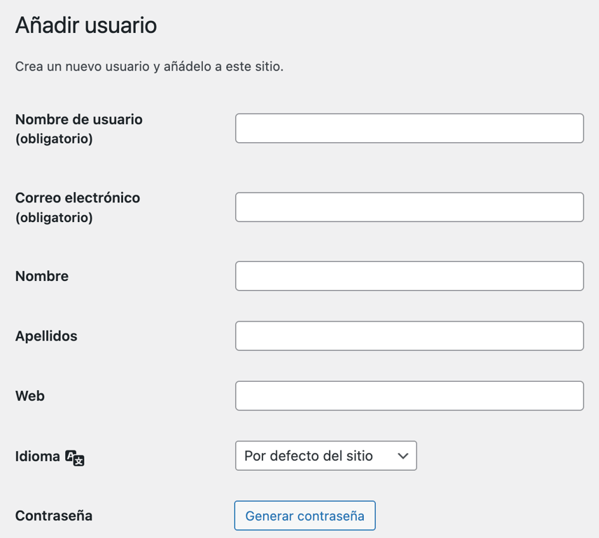 Añadir nuevo usuario en WP