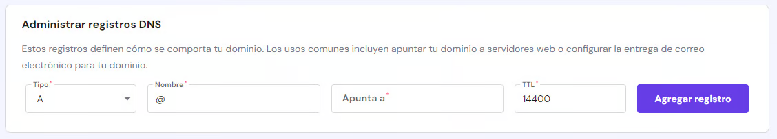 Zona de gestión DNS