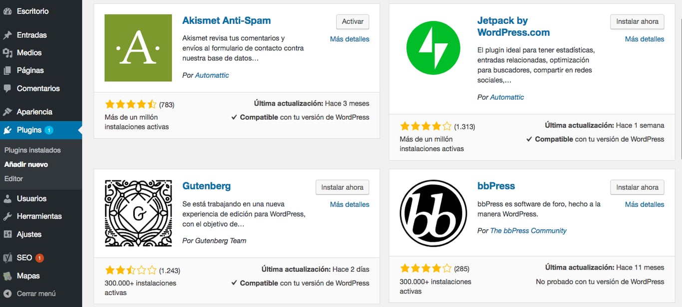 Directorio de plugins de WordPress