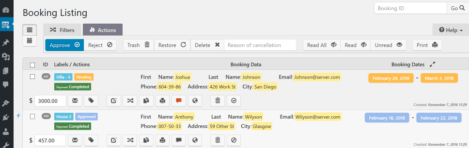 Plugin Booking Calendar