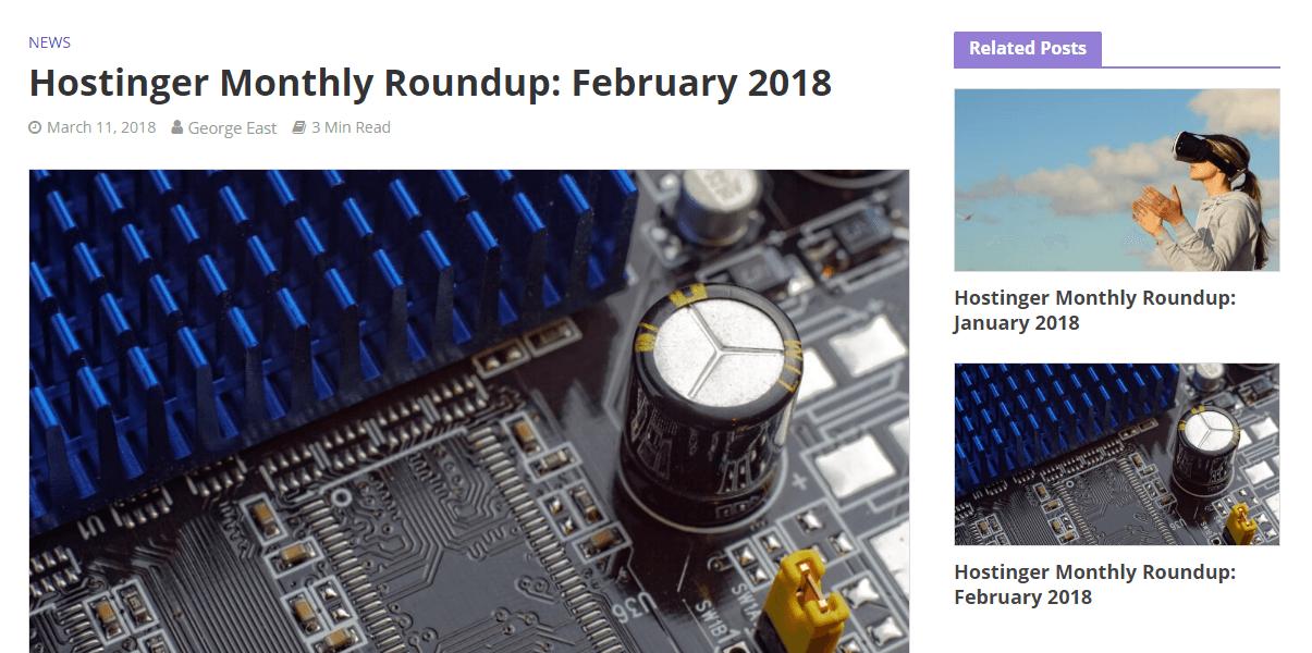 Un ejemplo de una barra lateral de WordPress.