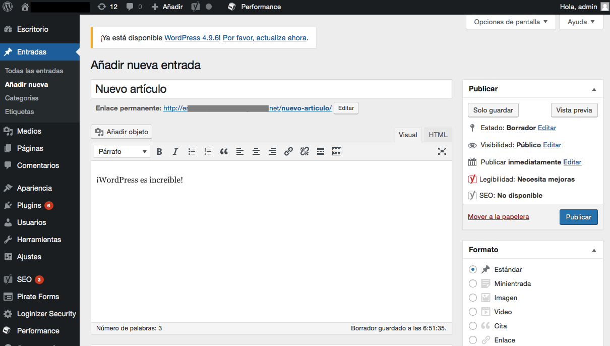 editor de entradas de wordpress