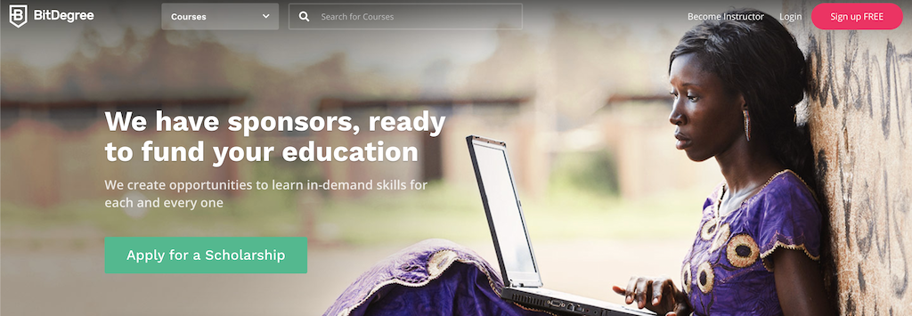 Imagen de la p&aacute;gina de BitDegree