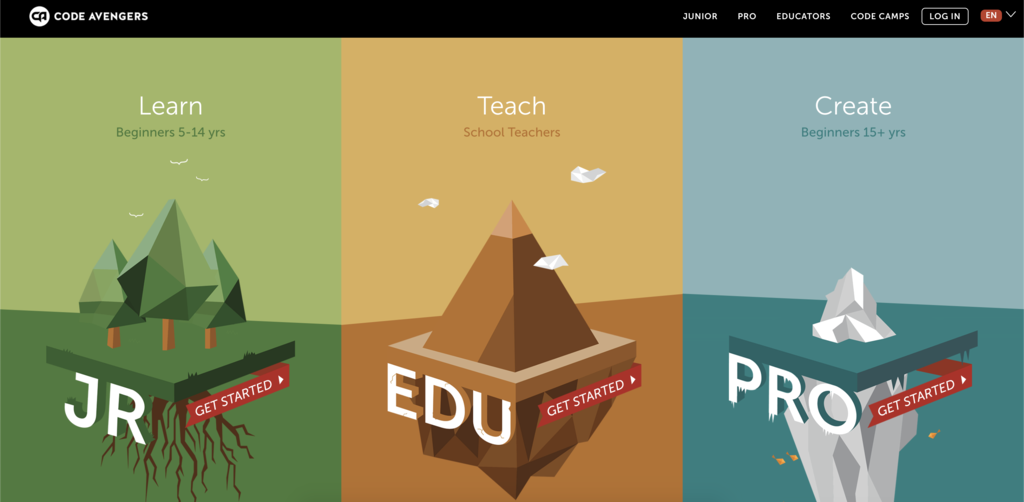 P&aacute;gina de inicio de Code Avengers