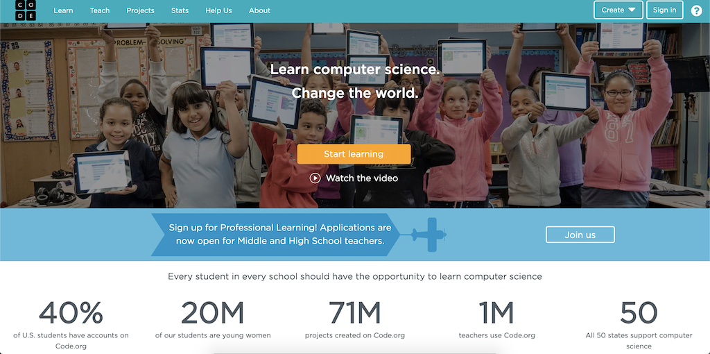 Imagen de la p&aacute;gina Code.org