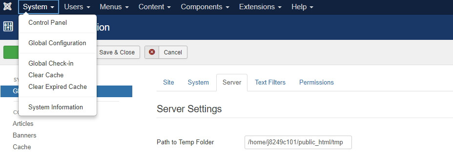Tu configuraci&oacute;n de Joomla
