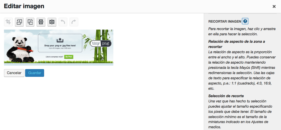 recortar im&aacute;genes wordpress