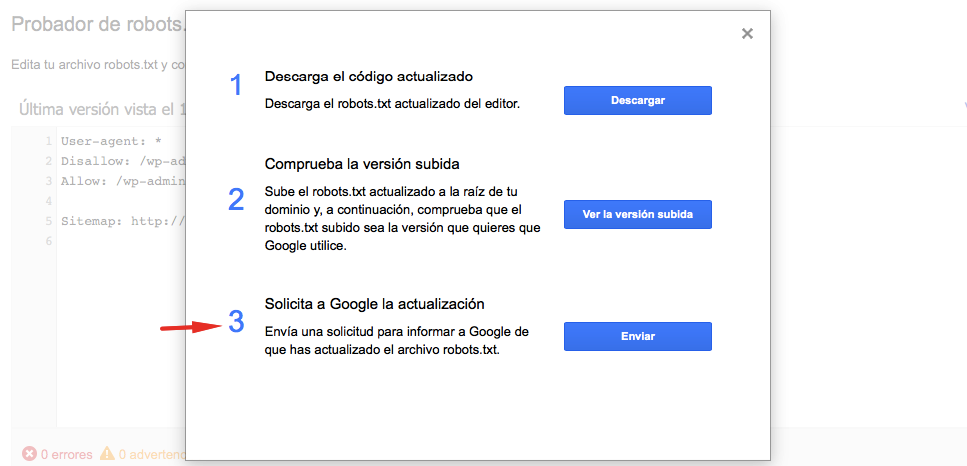 Env&iacute;o de archivo txt a Search Console