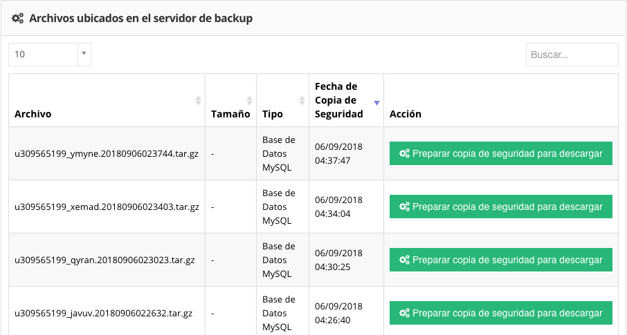Descargar una copia de seguridad del sitio web en el panel de control de Hostinger