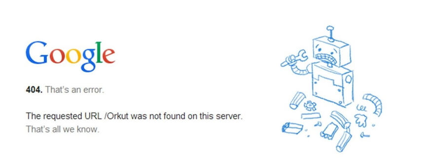 Un error de Google Chrome 404.