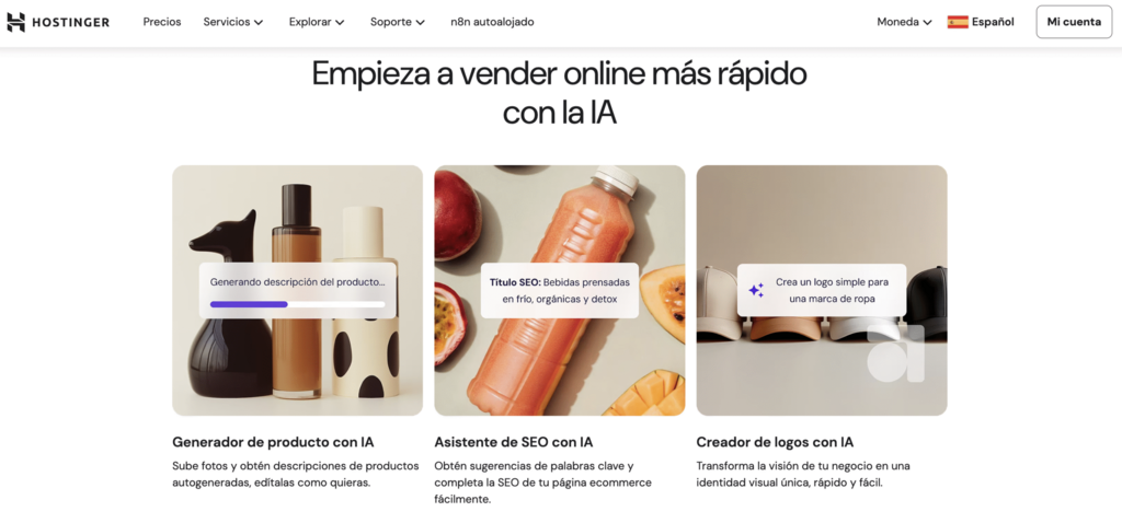 Sitio web de Hostinger