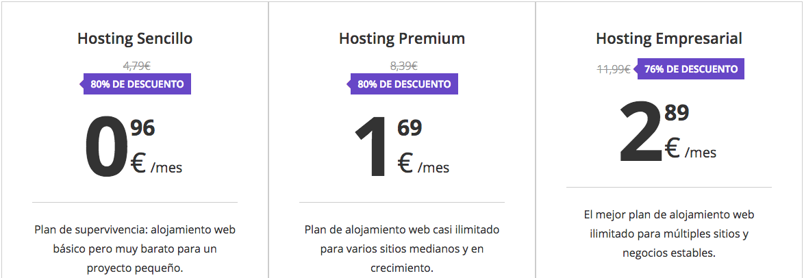Nuestros planes de alojamiento compartido.