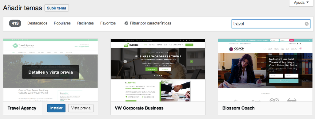 instalar tema de viajes