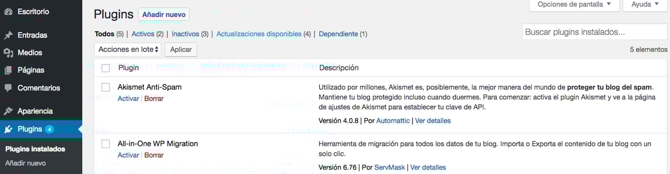 Tu pesta&ntilde;a de plugins de WordPress.