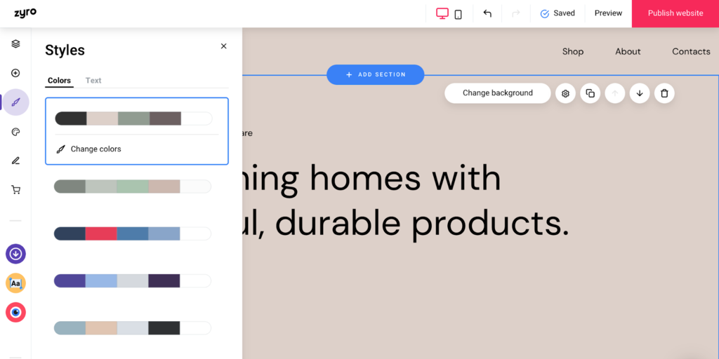 Editar sitio web con el constructor de sitios Zyro