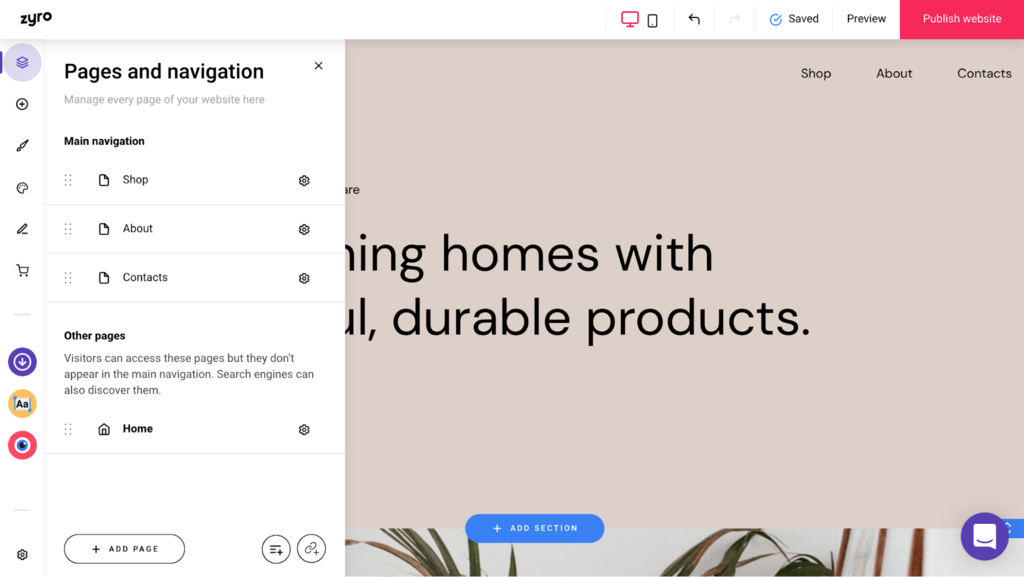Agregar y editar p&aacute;ginas con Zyro