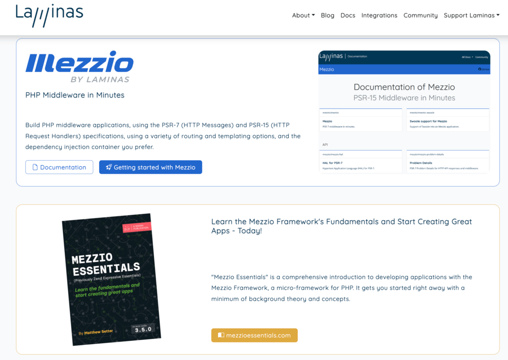 Página oficial de Mezzio