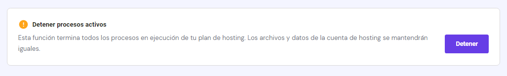 Detener procesos activos en un plan de hosting