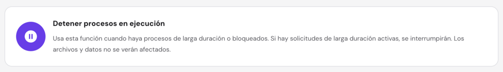 Detener procesos en ejecuci&oacute;n en hPanel