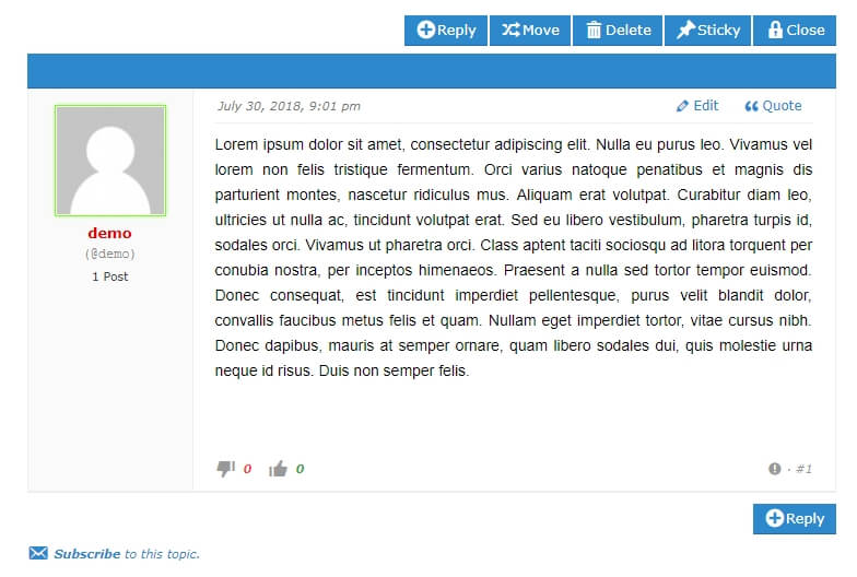 Un ejemplo de un tema del foro.