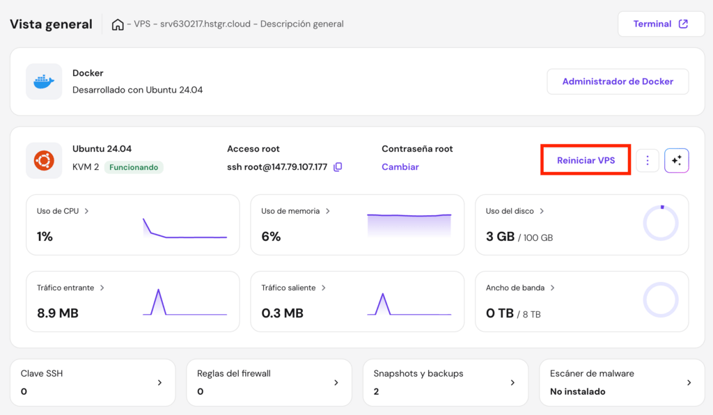 Vista general de VPS 