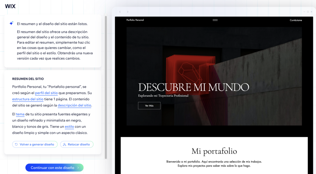 Ejemplo de sitio web creado en Wix