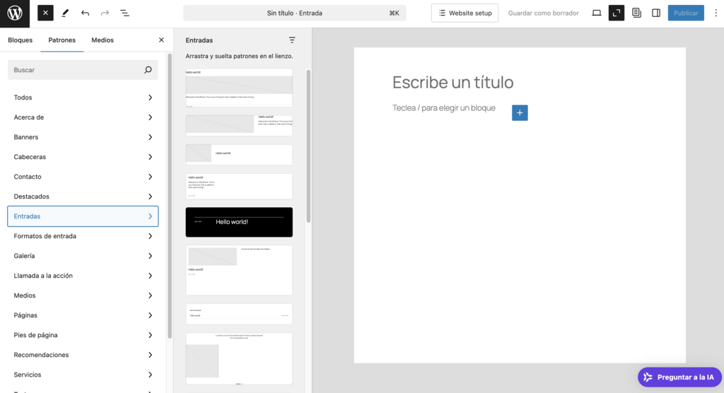 Editor Gutenberg de WordPress