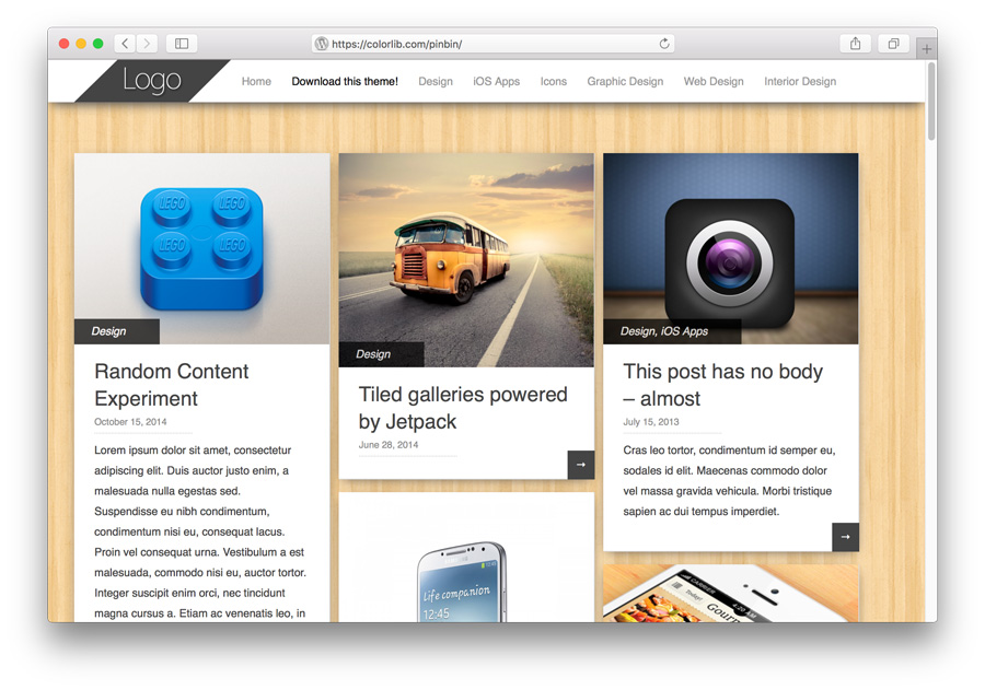 Pinbin Tema WordPress Porftolio