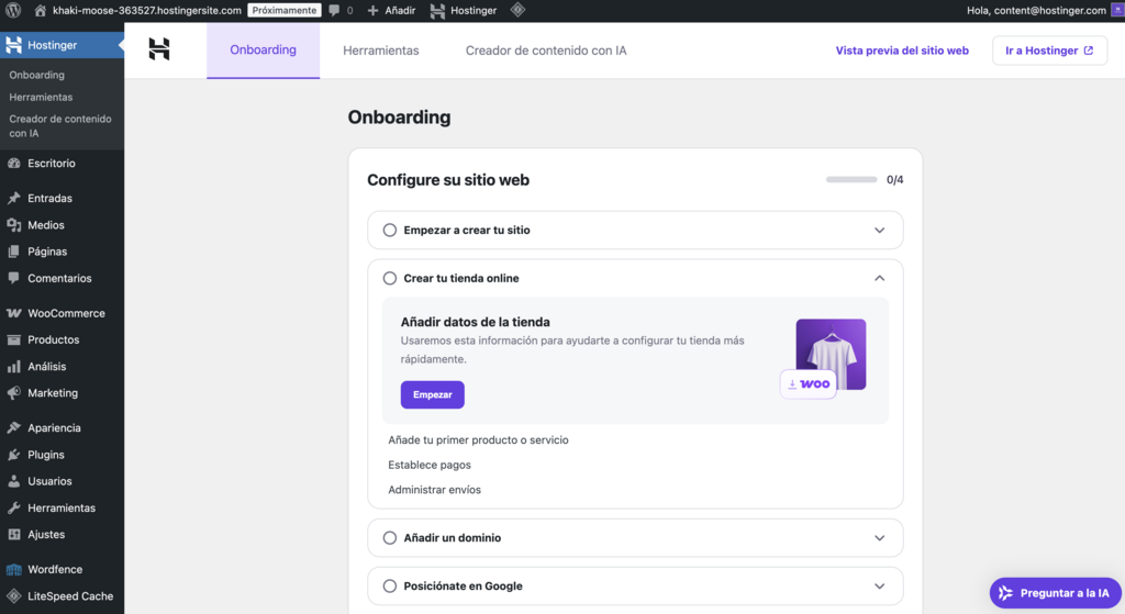 Plugin de WooCommerce en WP