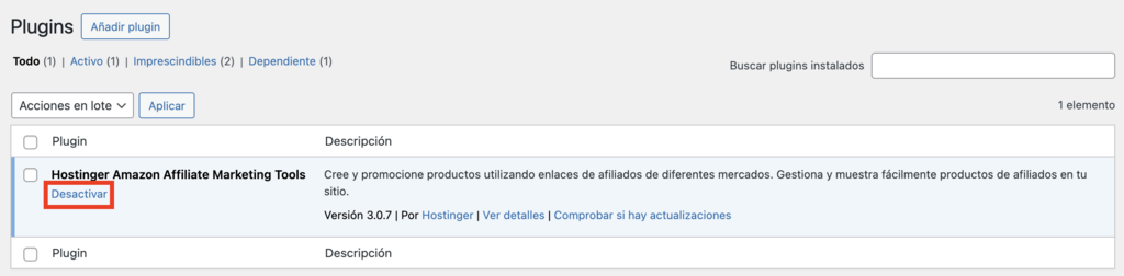 Desactivar plugins en WordPress