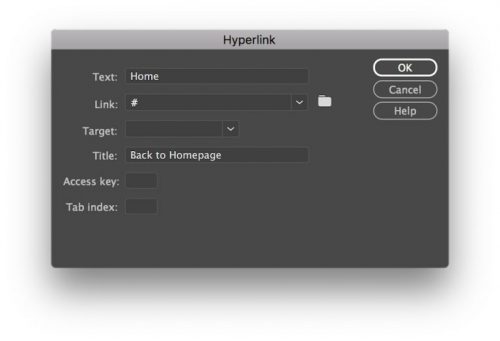 Insertar detalles de hipervínculo