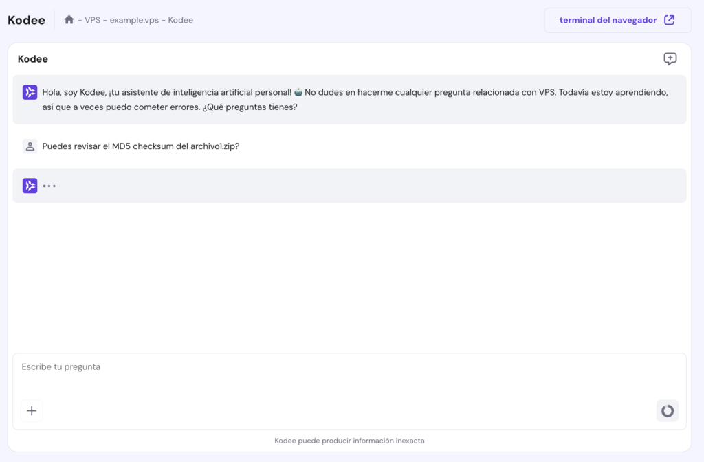 Ejemplo de uso de Kodee IA