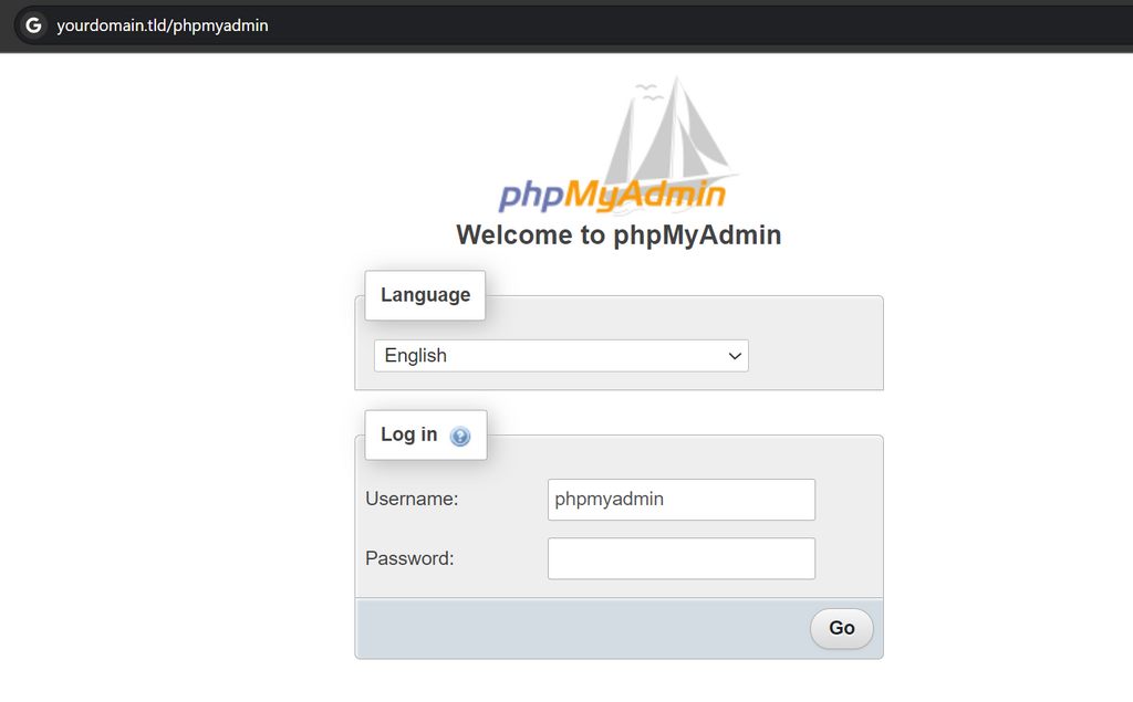 Login de phpMyAdmin