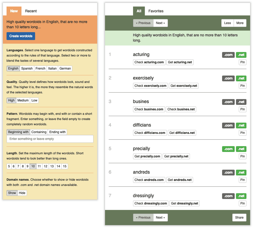 Generador de nombres Wordoid