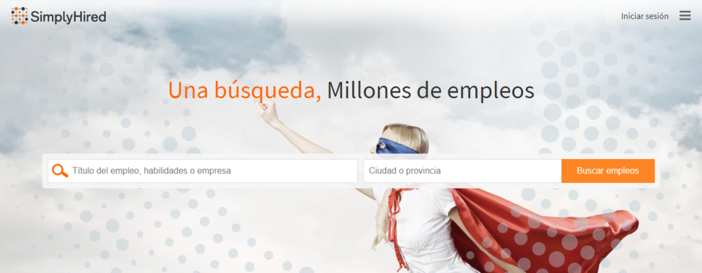 P&aacute;gina de inicio de Simply Hired