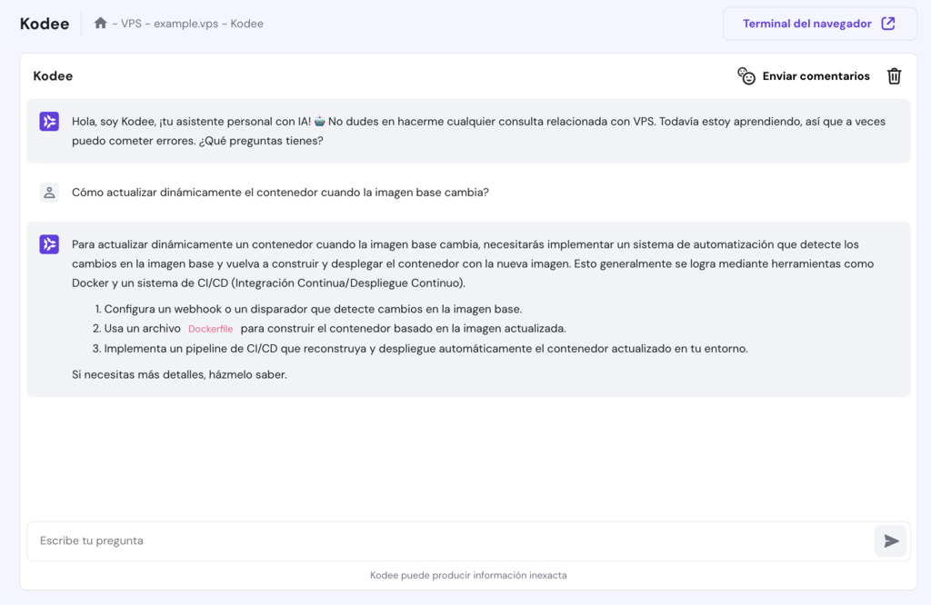 Ejemplo de uso de Kodee