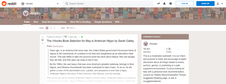 Subreddit de reddit para promocionar el sitio web.